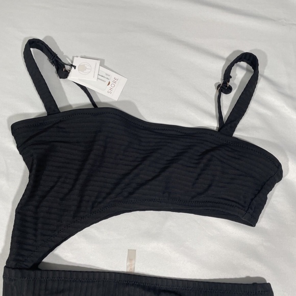 NWT Shade & Shore [ Medium ] Ribbed Cut Out One Piece Swimsuit in‎ Black - Picture 5 of 11